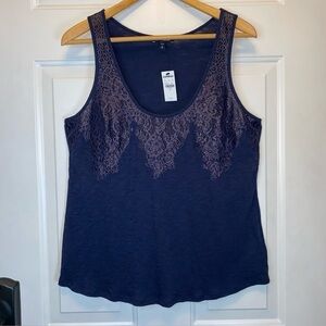 Express NWT Coppery Lace Detailed Navy BlueTank Sz M
